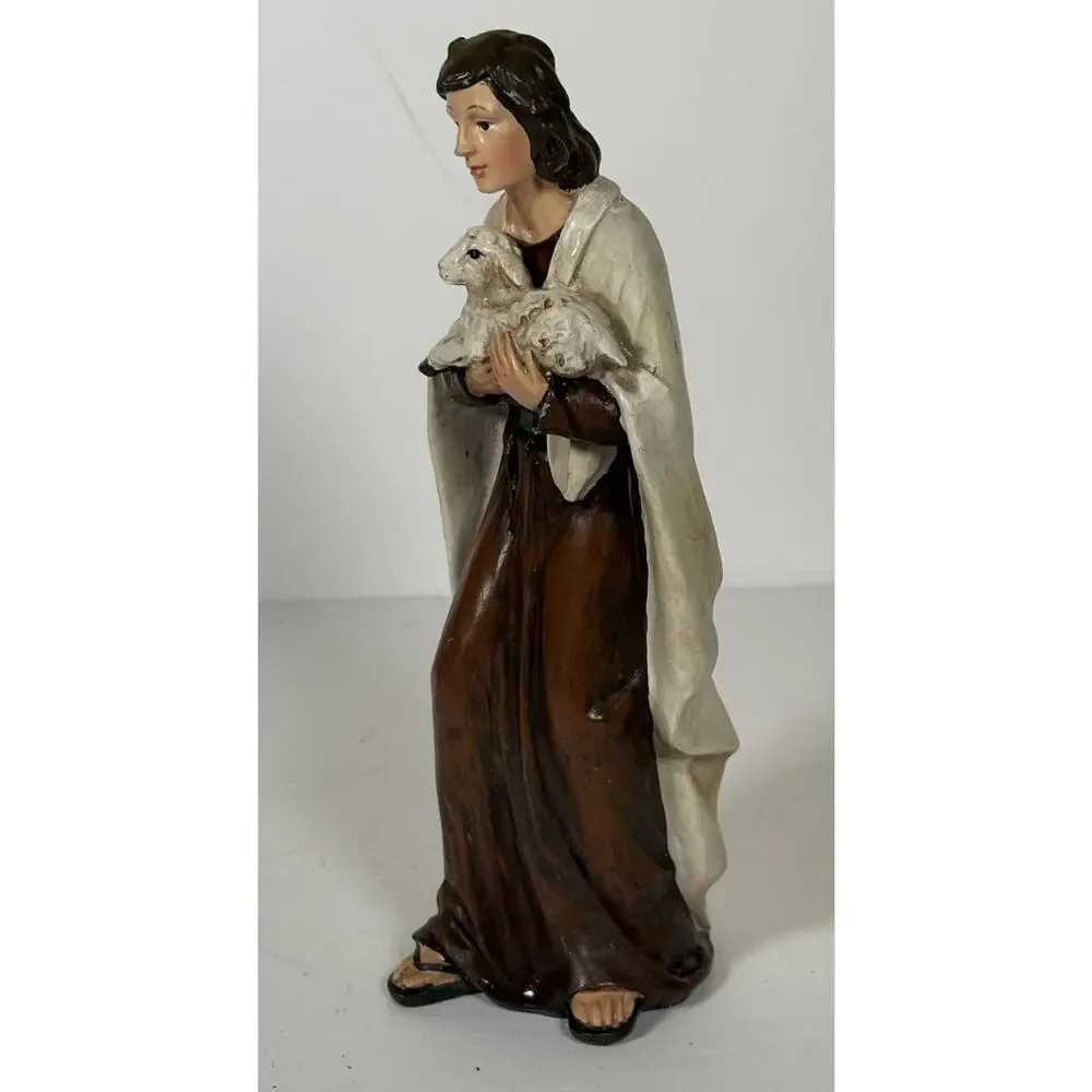 Shepherd holding Lamb Figurine Nativity Manager Religious Christmas Decor 9.5H